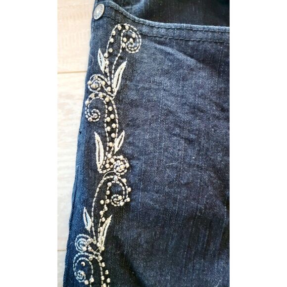 COS Jeans‎ 20W Denim Jeans Pants Women's Beaded Embroidered Dark Wash Pckts - Picture 4 of 8